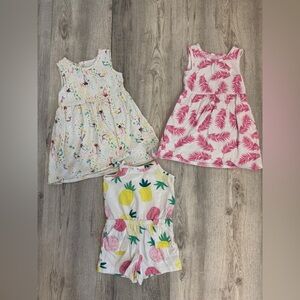 Wonder Nation Kids Dresses and Romper Bundle 2t  - Pink, White, and Multicolor